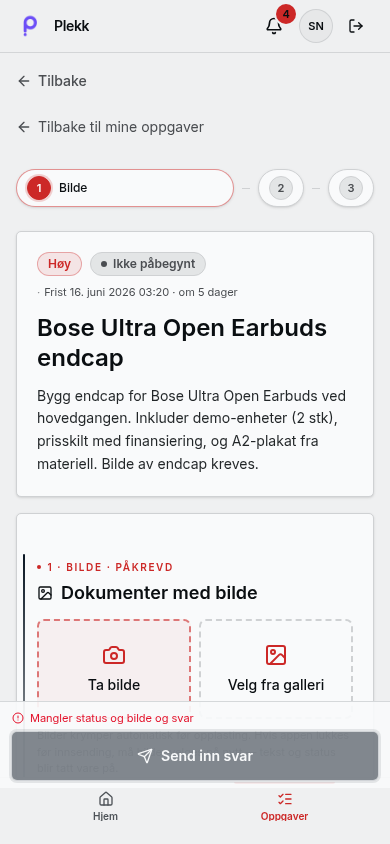 Plekk butikk-hjem på mobil