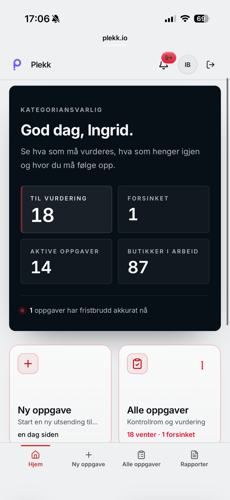 Plekk butikk-hjem på mobil